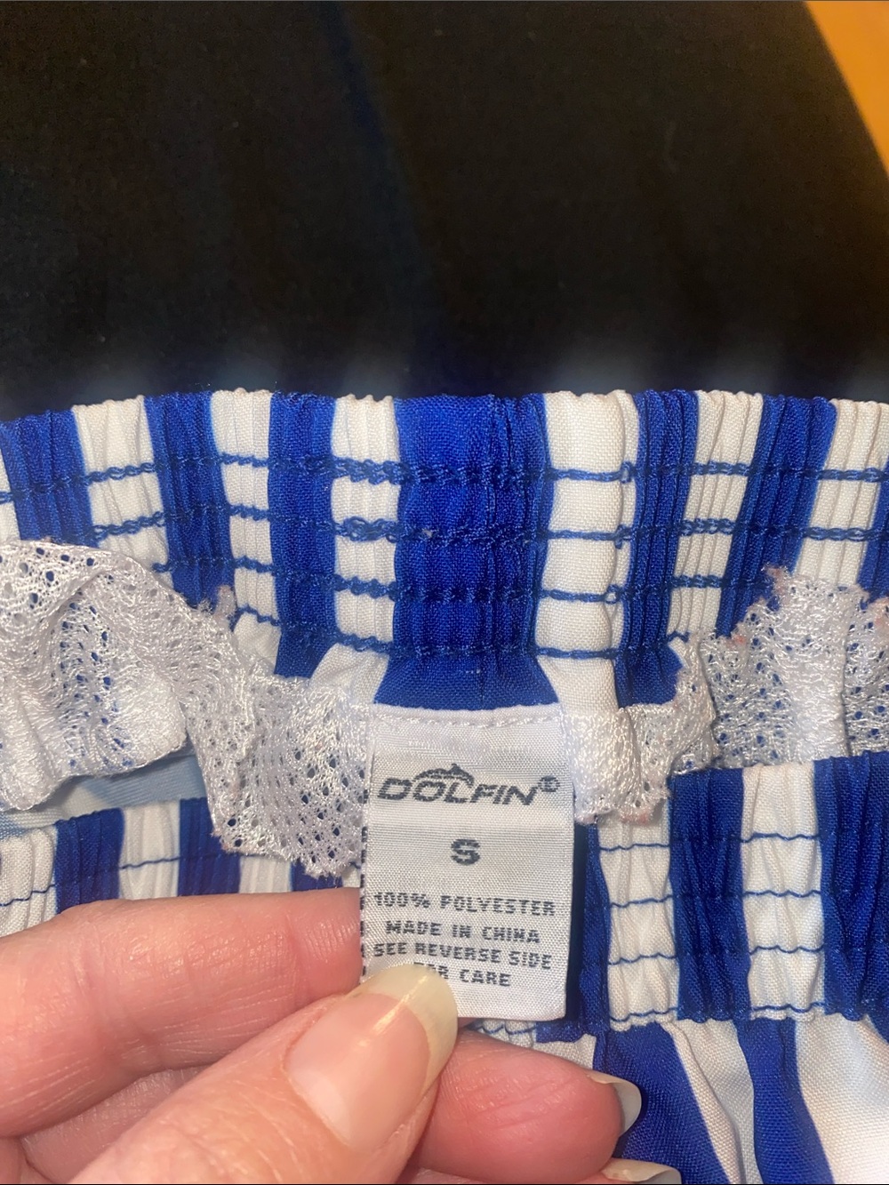 Dolfin Blue and White Vertical Stripe Athletic Shorts - Picture 4 of 4